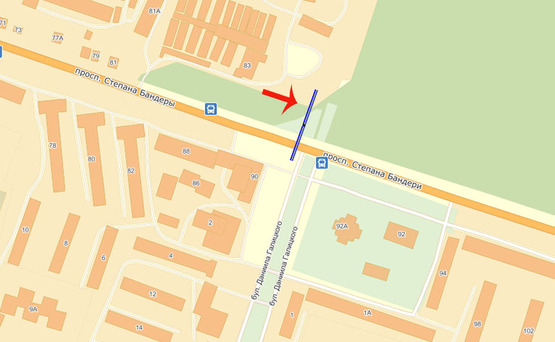 Схема рекламной плоскости по адресу ул.Степана Бандеры (В) -левый