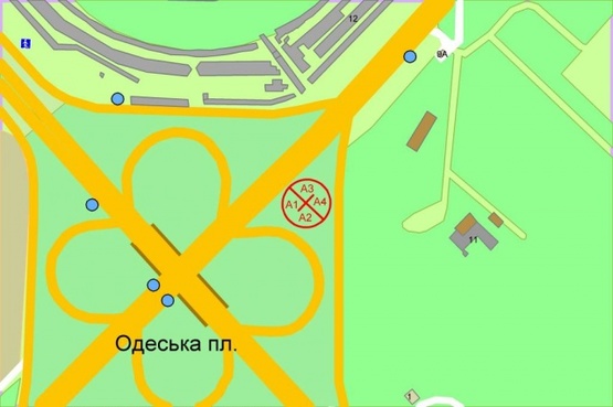 Схема рекламной плоскости по адресу Одесская площадь / пр.Глушкова(возле моста,слева)