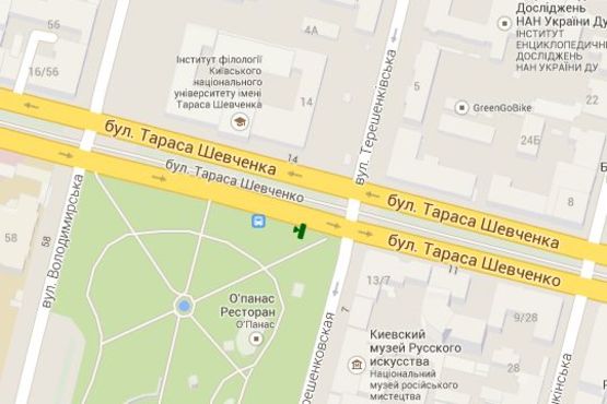 Схема рекламної площини за адресою Тараса Шевченка бульв.,  (сквер) навпроти буд.№ 14 (№3) Схема рекламної площини за адресою Тараса Шевченка бульв.,  (сквер) навпроти буд.№ 14 (№3)