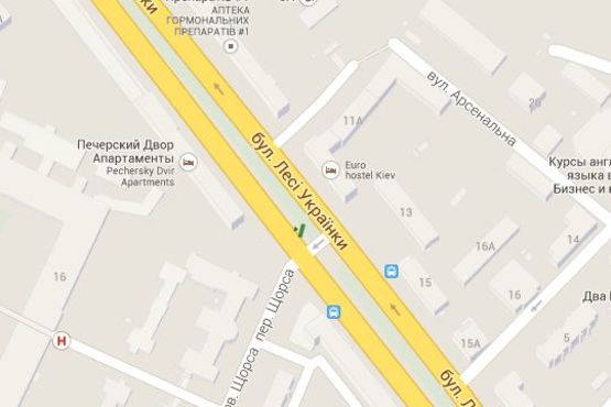 Схема рекламної площини за адресою Лесі Українки бульв., 20-22 (на розподільчій смузі) №1 Схема рекламної площини за адресою Лесі Українки бульв., 20-22 (на розподільчій смузі) №1