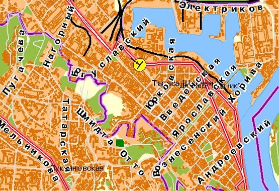 Схема рекламної площини за адресою Межигорская ул., выезд на Набережно-Луговую, левая, в центр