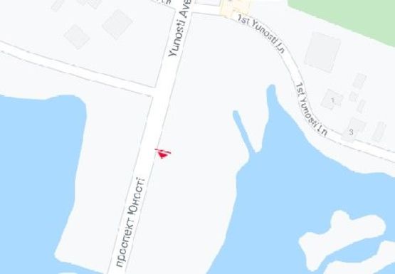 Схема рекламной плоскости по адресу Юности пр., возле озера Схема рекламной плоскости по адресу Юности пр., возле озера