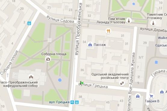 Схема рекламной плоскости по адресу Гречеська вул., 52 - Преображенська вул., 36 - Соборна пл.