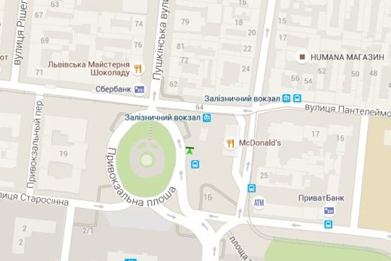 Схема рекламной плоскости по адресу Привокзальна пл.