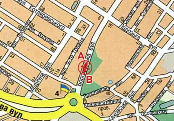 Схема рекламної площини за адресою Бородинская ул., 5