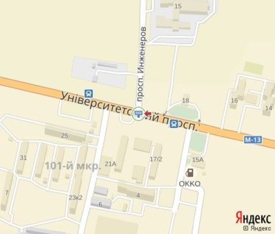 Схема рекламної площини за адресою Университетский пр. - ул.Инженеров