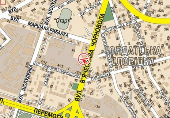 Схема рекламной плоскости по адресу Черновола ул.- Маршала Рыбалко ул.