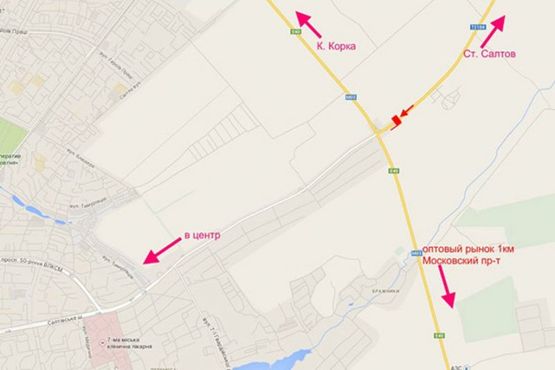 Схема рекламної площини за адресою Салтовское шоссе -развязка с окружной-АЗС Родник-3- въезд в город со ст. Ст. Салтова