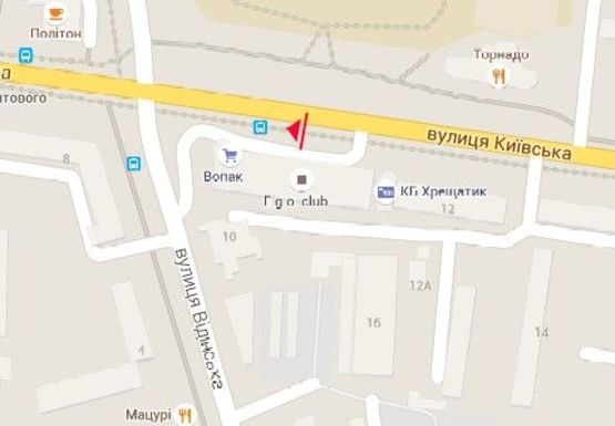 Схема рекламної площини за адресою Киевская ул. - Грушевского ул., м-н Эльдорадо