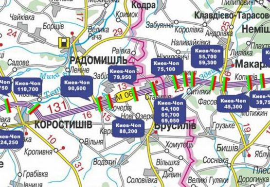 Схема рекламної площини за адресою Трасса M-06, Киев-Житомир, 79,950