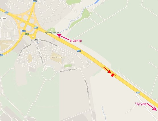 Схема рекламной плоскости по адресу Московский пр-т - Ростовская трасса  возле АЗС ОККО 1 (выезд из города)