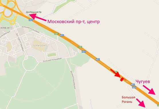 Схема рекламної площини за адресою Московский пр-т - Ростовская трасса возле АЗС ОККО 3 (выезд из города) Схема рекламної площини за адресою Московский пр-т - Ростовская трасса возле АЗС ОККО 3 (выезд из города)