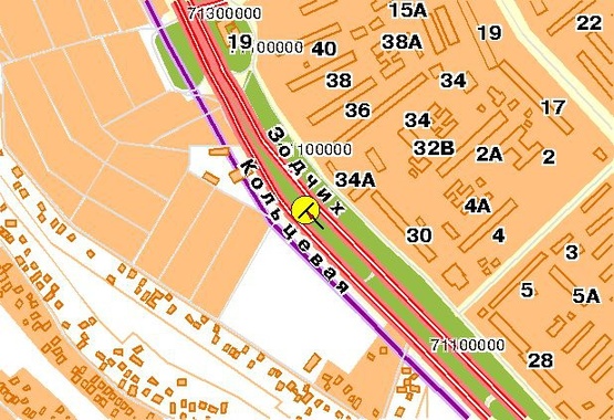Схема рекламної площини за адресою Кольцевая дорога 20, в сторону пр-та 50-летия Октября, пр-та Победы, от Одесской пл.