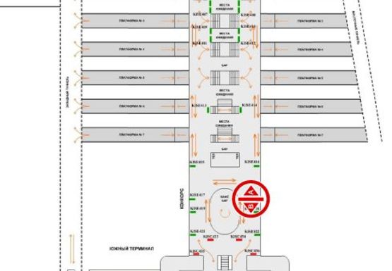 Схема рекламной плоскости по адресу Конкорс (Южный терминал)