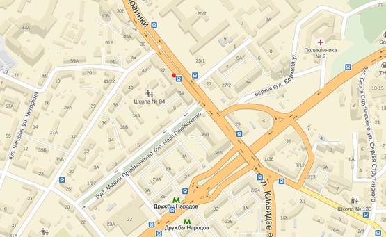 Схема рекламной плоскости по адресу Леси Украинки б-р, 34 (возле остановки), напротив Военной академии Схема рекламной плоскости по адресу Леси Украинки б-р, 34 (возле остановки), напротив Военной академии