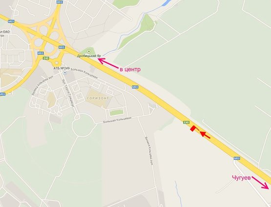 Схема рекламної площини за адресою Московский пр-т - Ростовская трасса возле АЗС ОККО 1(въезд в город)
