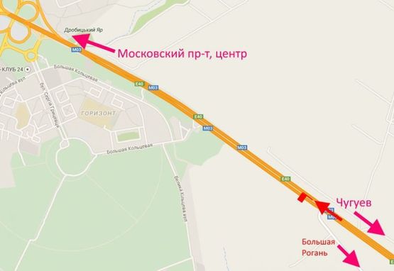 Схема рекламної площини за адресою Московский пр-т - Ростовская трасса возле АЗС ОККО 3(въезд в город)