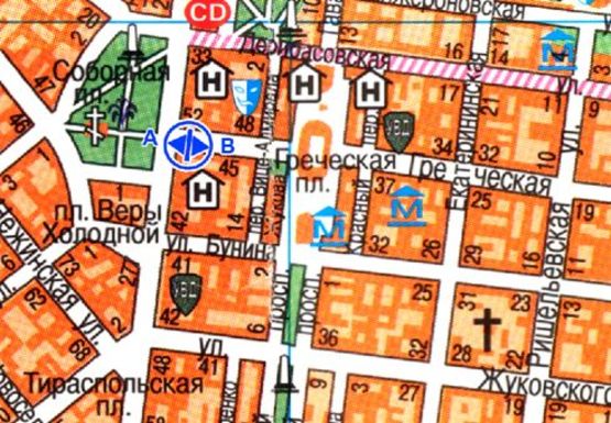 Схема рекламной плоскости по адресу Греческая ул., 45 - Преображенская ул. Схема рекламной плоскости по адресу Греческая ул., 45 - Преображенская ул.