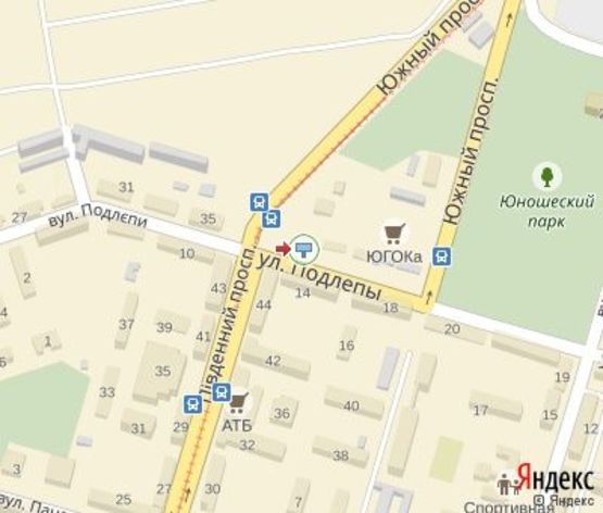 Схема рекламної площини за адресою Подлепы ул.,37а (ЮГОК, рынок "Южный")