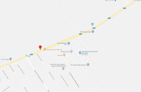 Схема рекламной плоскости по адресу Святопетрівське, между ул.Николая Амосова и ул.Полевой, возле ЖК Петровский Квартал