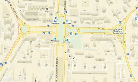 Схема рекламної площини за адресою Оболонский просп. 22В, возле супермаркета "Varus"(минская площадь,м.Минская)