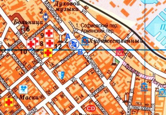 Схема рекламной плоскости по адресу Софиевская ул. - Ольгиевская ул., остановка Схема рекламной плоскости по адресу Софиевская ул. - Ольгиевская ул., остановка