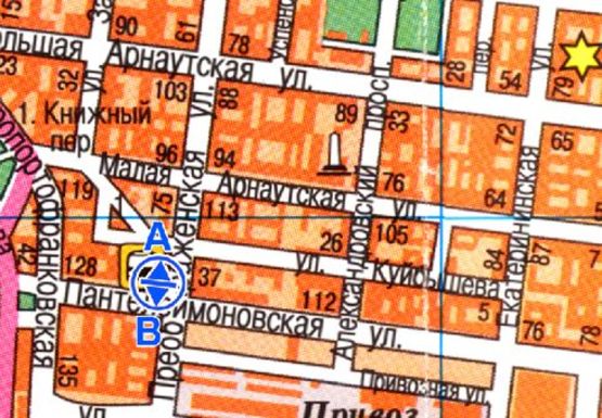 Схема рекламной плоскости по адресу Преображенская ул., 77 - Пантелеймоновская ул., остановка