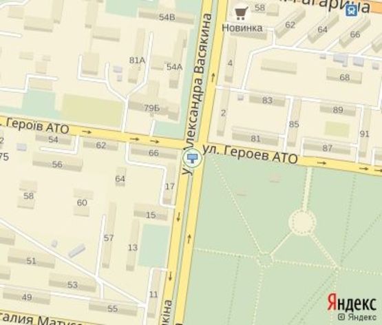 Схема рекламної площини за адресою Васякина ул.,17, дв-е к Соборности ул.