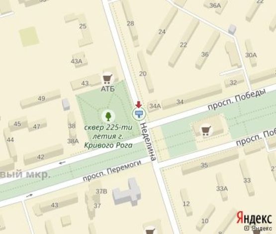 Схема рекламної площини за адресою Неделина ул.- Победы пр., 34, мкр. Ингулец Схема рекламної площини за адресою Неделина ул.- Победы пр., 34, мкр. Ингулец