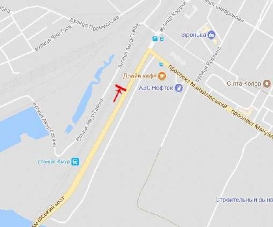 Схема рекламної площини за адресою Мануйловский пр-т, въезд на Амурский мост, из центра