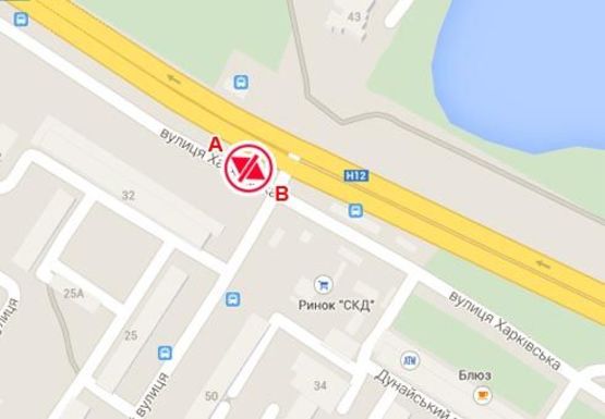 Схема рекламной плоскости по адресу Харьковская пер. - СКД ул.