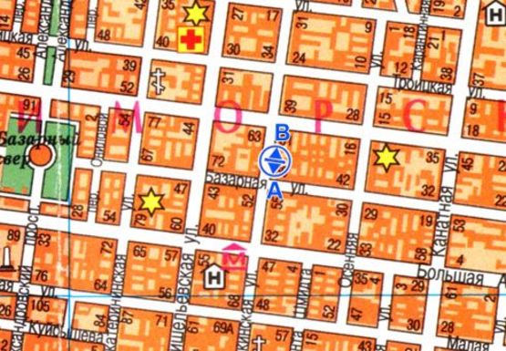 Схема рекламної площини за адресою Пушкинская ул., 47 - Базарная ул.