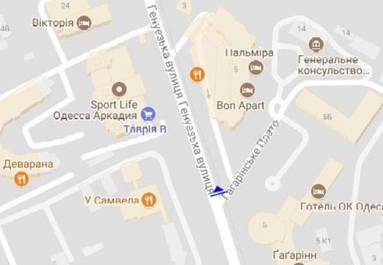 Схема рекламной плоскости по адресу Генуэзская ул. - пляж Аркадия