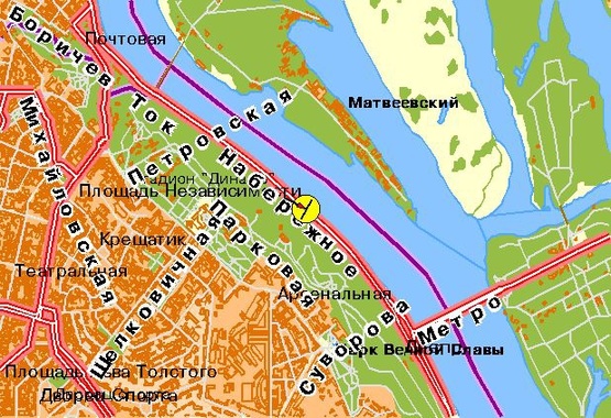 Схема рекламної площини за адресою Набережное шоссе, от Почтовой пл. к мосту Метро