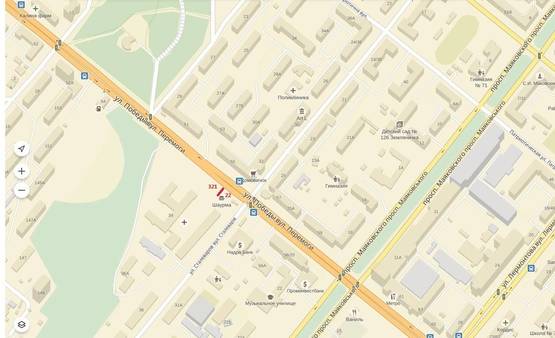 Схема рекламної площини за адресою 321_ул Победы /Сталеваров (рядом 6 Горбольница, Медицинский университет, остановки городского транспорта)