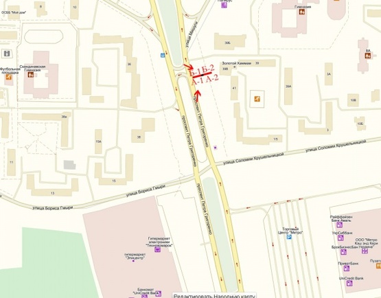 Схема рекламної площини за адресою Григоренко Петра 41, ТЦ "Эпицентр" "Метро", поворот на ул. Мишуги, выезд Пр-т., Бажана Схема рекламної площини за адресою Григоренко Петра 41, ТЦ "Эпицентр" "Метро", поворот на ул. Мишуги, выезд Пр-т., Бажана