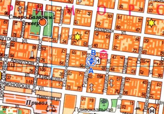 Схема рекламной плоскости по адресу Пушкинская ул., 69  остановка