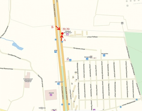 Схема рекламной плоскости по адресу Окружная дорога, крупная транспортная развязка, на перекрестке Окружной дороги и ул., Победы, в сторону пр-т., Победы