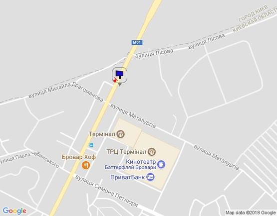 Схема рекламной плоскости по адресу м. Бровари, вул. Київська, 326