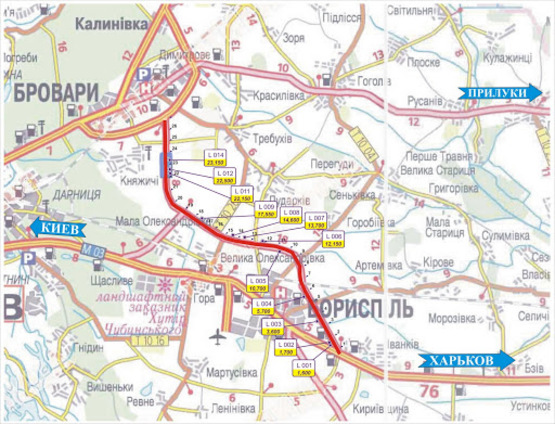 Схема рекламной плоскости по адресу трасса Северо-Восточный обход км 5+700 левый // в Киев