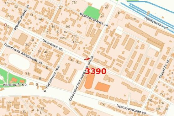 Схема рекламной плоскости по адресу Шевченка вул., 55 - Старокостянтинівське шосе Схема рекламной плоскости по адресу Шевченка вул., 55 - Старокостянтинівське шосе