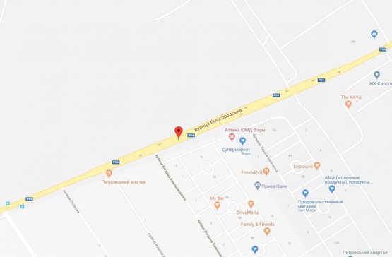 Схема рекламної площини за адресою Святопетрівське, ул.Белогородская, напротив  Петровского Квартала