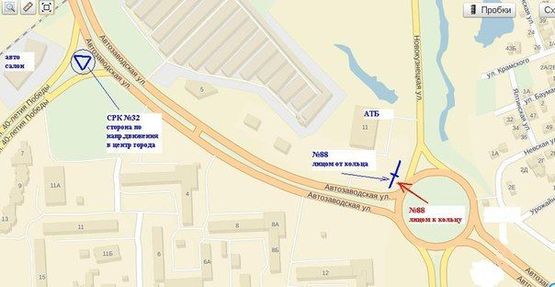 Схема рекламної площини за адресою вул.Автозаводьска – вул.40 років Перемоги, напрямок руху в місто