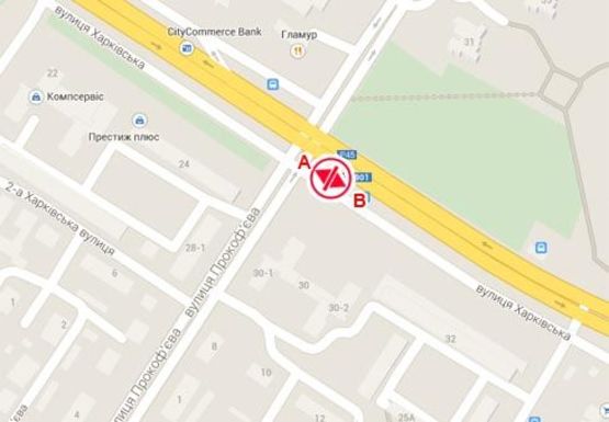 Схема рекламной плоскости по адресу Харьковская ул. - Прокофъева ул.