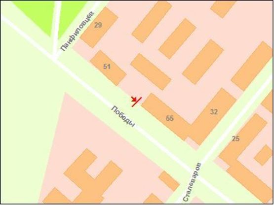 Схема рекламної площини за адресою вул.Перемоги - вул.Сталеварів, ст.Б