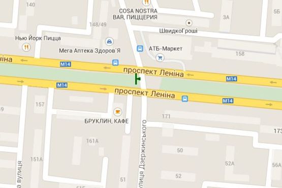 Схема рекламной плоскости по адресу Леніна просп. - Дзержинського вул., (призма) №1