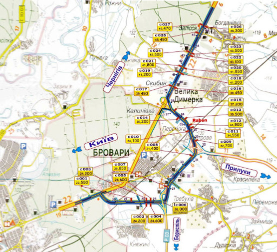 Схема рекламної площини за адресою трасса Киев-Чернигов_км 35+000_правый // из Киева