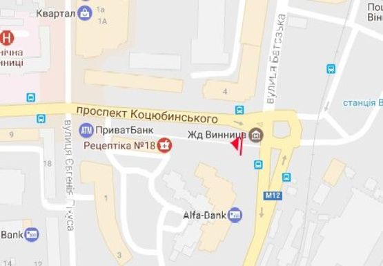 Схема рекламної площини за адресою Коцюбинского ул. - Привокзальная ул.