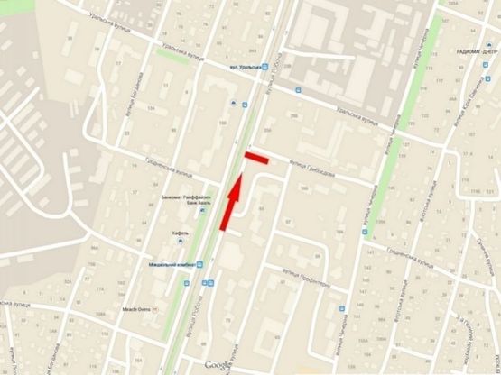 Схема рекламної площини за адресою вул. Рабоча - вул. Грибоєдова, призма Схема рекламної площини за адресою вул. Рабоча - вул. Грибоєдова, призма