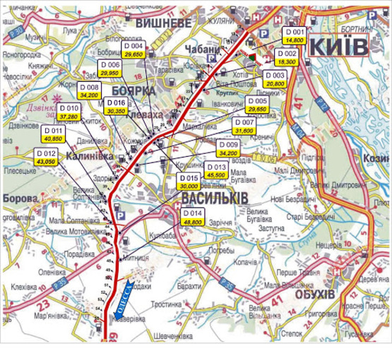 Схема рекламной плоскости по адресу трасса Киев-Одесса_км 37+280_правый // из Киева